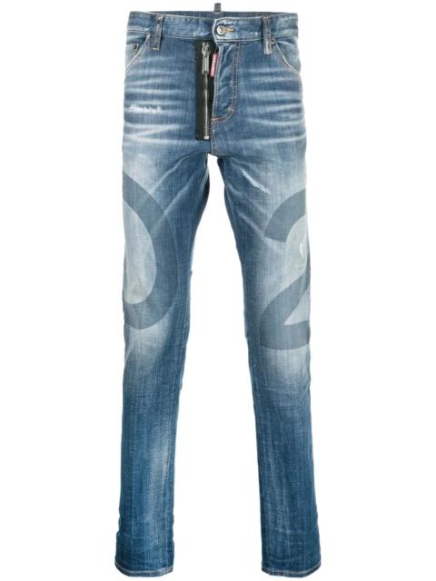 DSQUARED2 logo-wash distressed skinny jeans