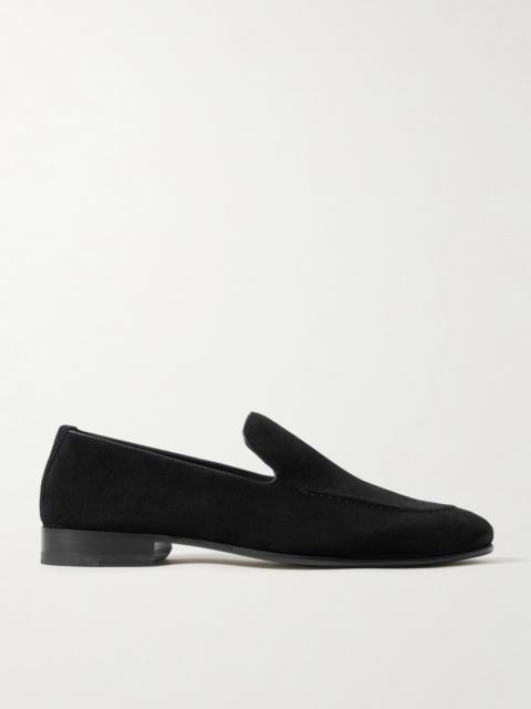 Manolo Blahnik Truro Leather-Trimmed Suede Loafers