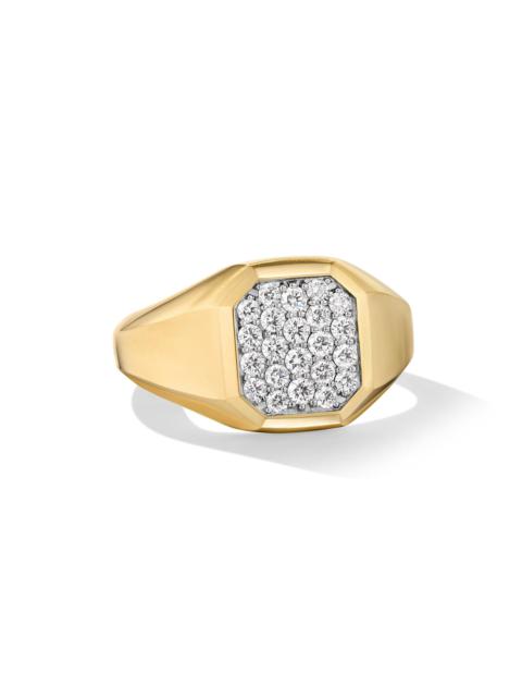 DAVID YURMAN Men's Streamline Signet Ring in 18K Yellow Gold - Diamond