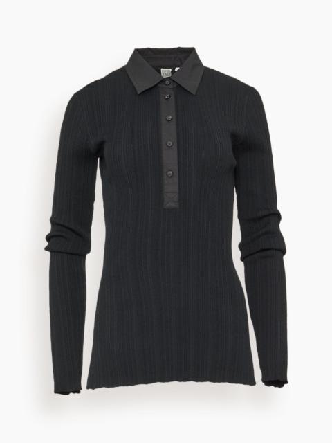 TOTEME Half-Placket Knit Shirt in Black