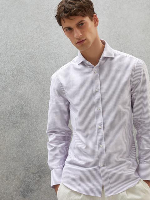 Striped Oxford slim fit shirt with spread collar