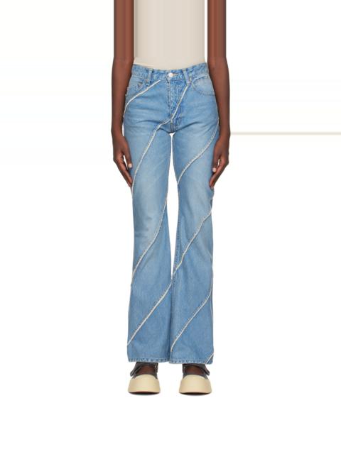 PERVERZE SSENSE Exclusive Blue Nano Mist Denim-Bias Line Jeans