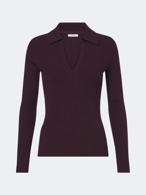 JOSEPH Ribbed-knit wool-blend polo sweater