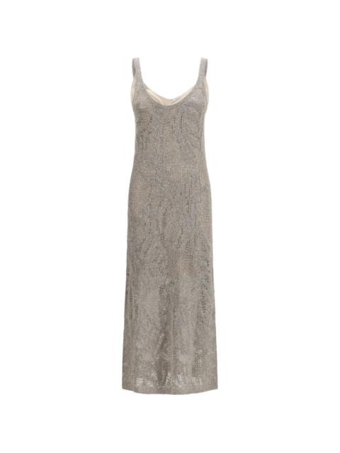 Brunello Cucinelli Dazzling Water Lillies linen maxi dress