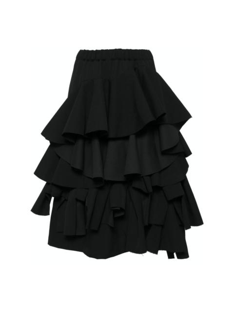 ruffled tiered midi skirt