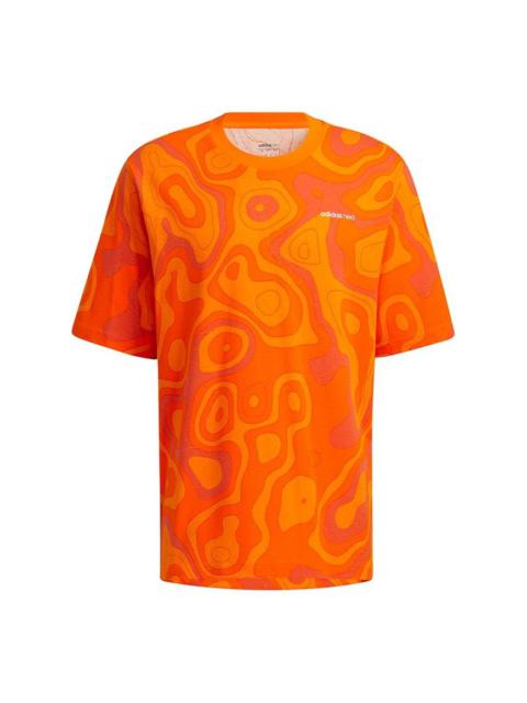 adidas neo M Cg T1 Camouflage Full Print Loose Sports Short Sleeve Orange HE7939