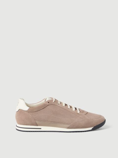 Knit-effect suede sneakers