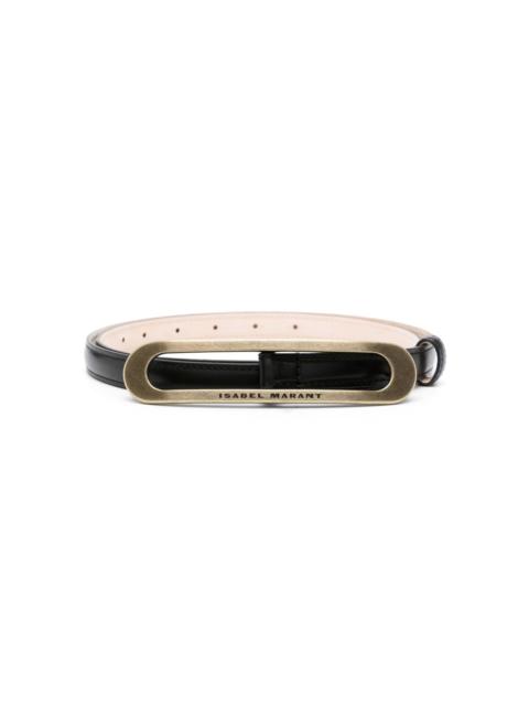 logo-buckle leather belt