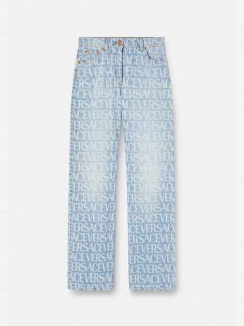 Versace Allover Wide-Leg Jeans