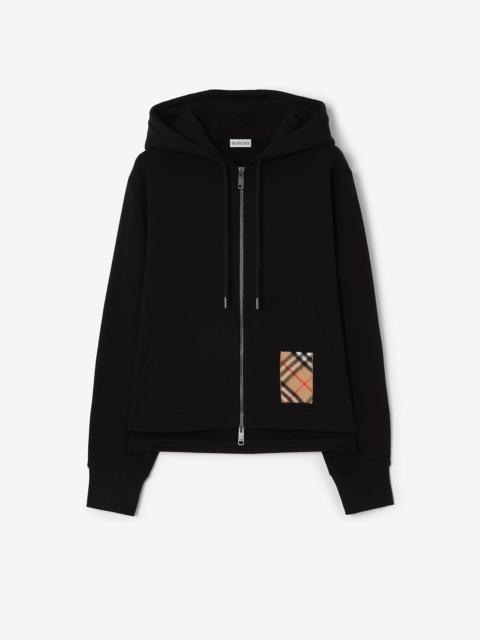 Burberry Check Label Cotton Zip Hoodie