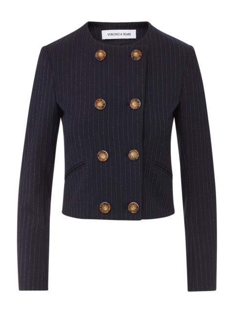 VERONICA BEARD WINSLOW PINSTRIPED COLLARLESS JACKET
