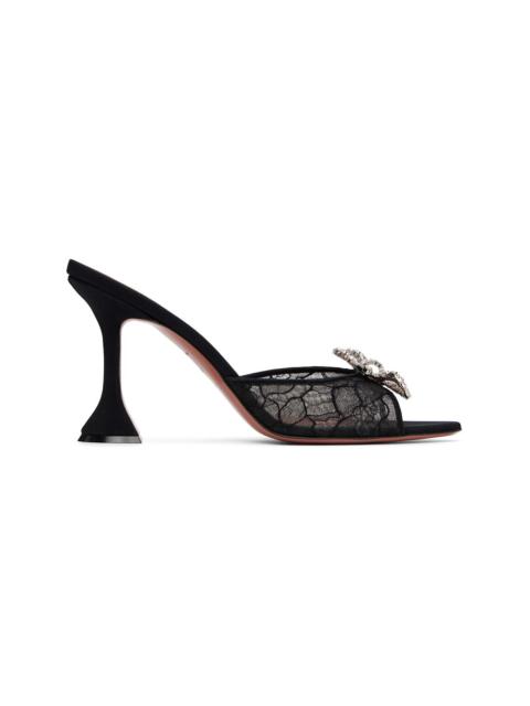 Amina Muaddi Black Rosie Lace Slipper 95 Heeled Sandals