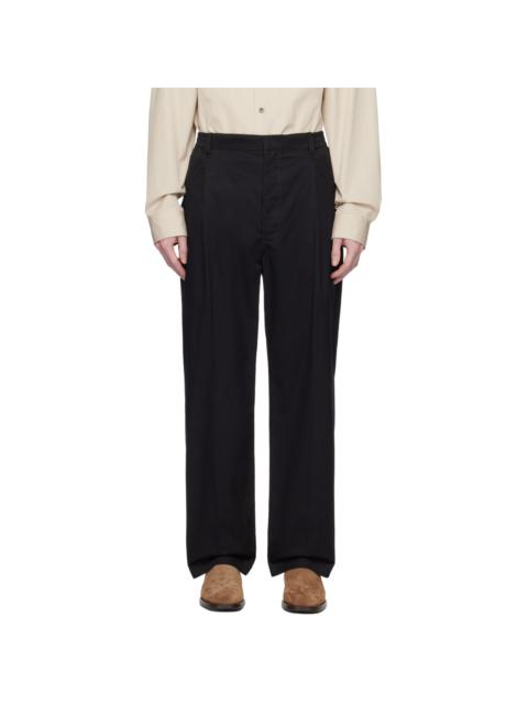 Black Easy Pleated Trousers