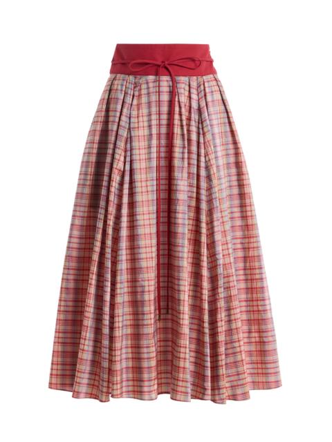 ROSIE ASSOULIN Exclusive Pleated Plaid Silk-Blend Full Midi Skirt plaid