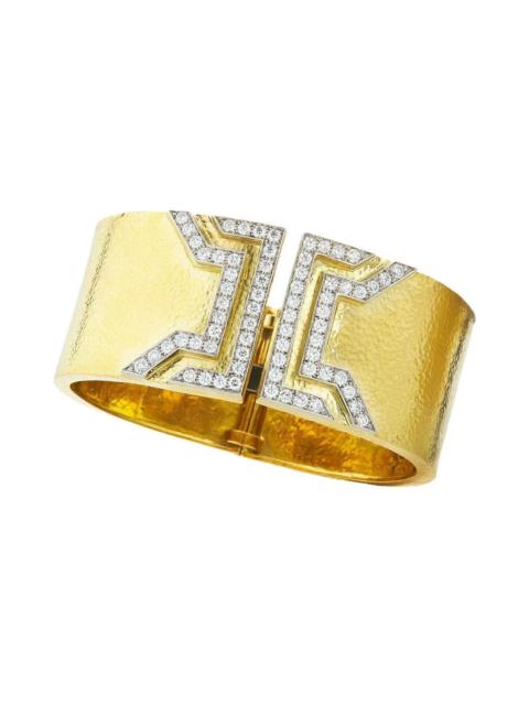 DAVID WEBB Diamond Hammered Electra Cuff Bracelet