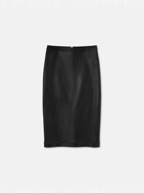 VERSACE Leather Midi Skirt