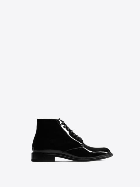 SAINT LAURENT army laced boots in patent leather