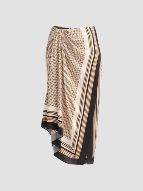 A.L.C. A. L.C. Women's Reign Border Print Draped Midi Skirt - Black Caramel Dotted