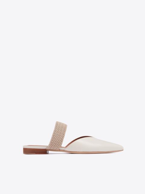 MALONE SOULIERS Maisie White Leather Flat Mules