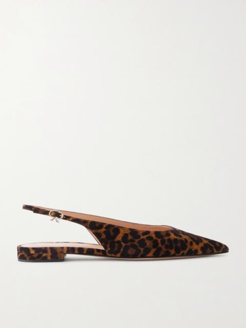 Gianvito Rossi Robbie Animal-print Suede Slingback Flats