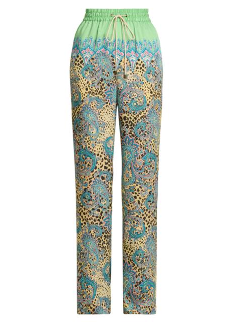 Etro Women's Animal Paisley Silk-Cashmere Drawstring Pants - Printed Brown Base