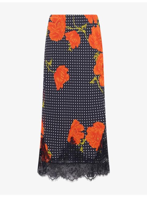 Never Fully Dressed Poppy Lace-Trim Mesh Midi Skirt