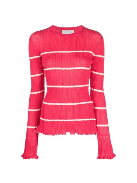 striped ribbed-knit top
