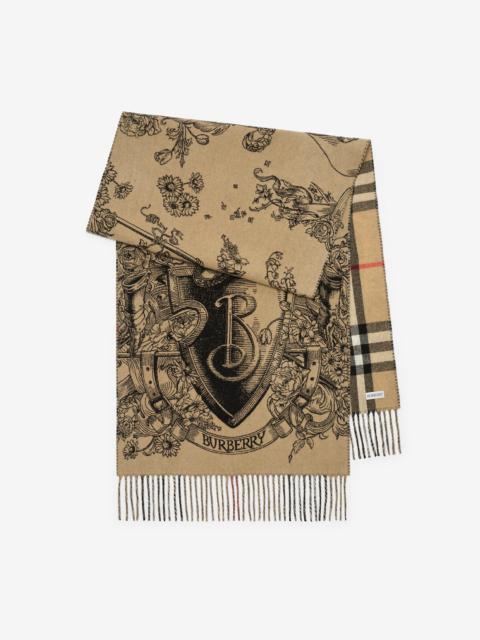 Burberry Reversible Etched Knight Cashmere Scarf