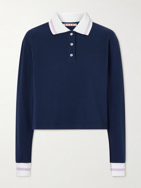 Marni Striped Embroidered Cotton-piqué Polo Shirt