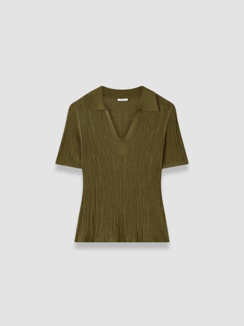 JOSEPH Aliane Crinkle Viscose Polo Top