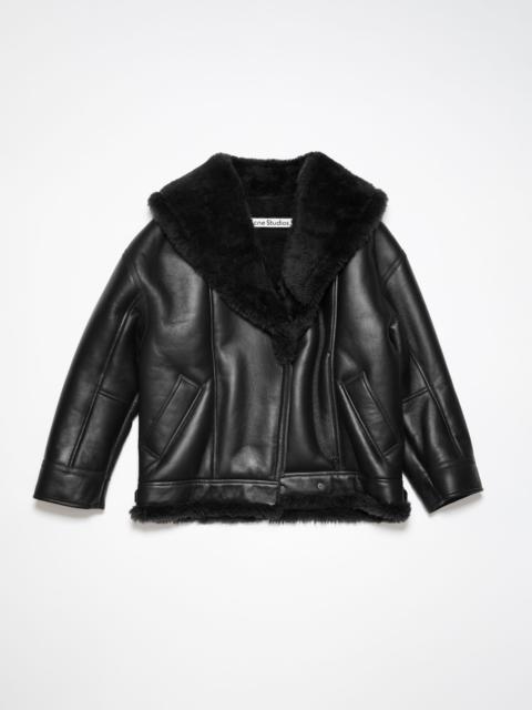 Leather shearling jacket - Black/black