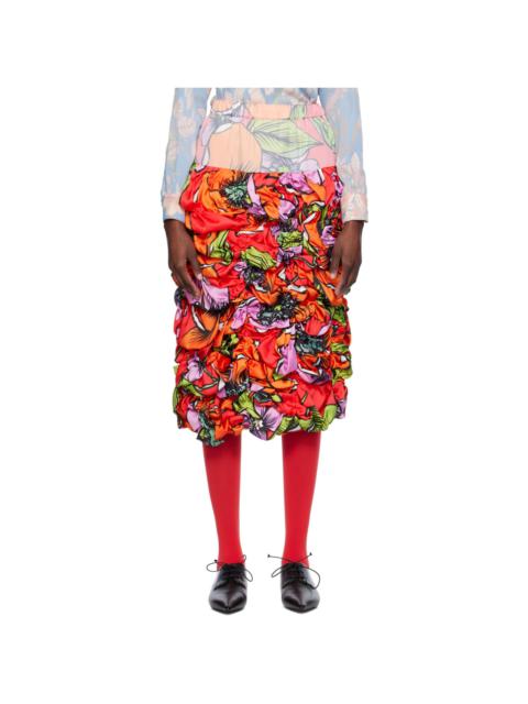 Comme Des Garçons Multicolor Floral Midi Skirt