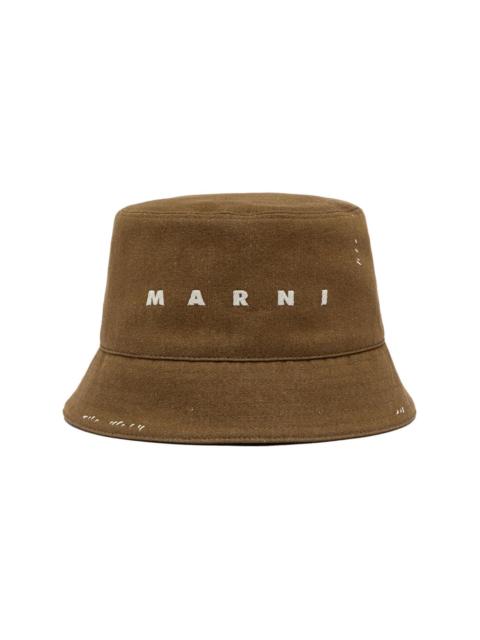 Marni logo-embroidered cotton bucket hat