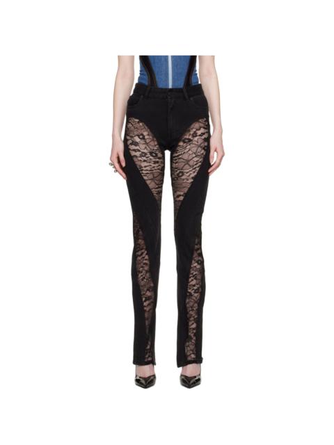 MUGLER Black Paneled Jeans