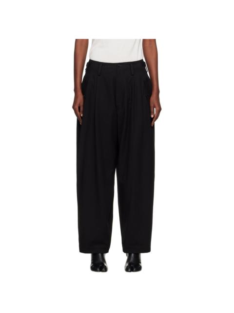 Y's Black U-Double Tuck Wide Trousers