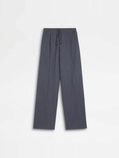 Tod's PANTS IN PINSTRIPE WOOL WITH DRAWSTRING - GREY