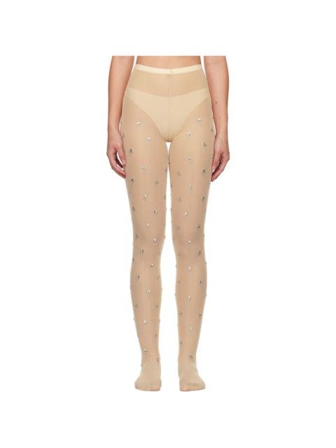 rabanne Beige Embroidered Jersey Leggings