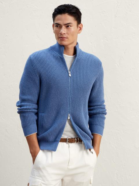 【送料&関税込】Brunello Cucinelli Half English Rib Sweater Brunello Cucinelli Organza-Sleeve Cotton English Rib Sweater