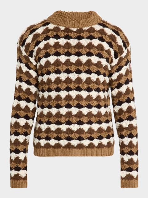Moncler Grenoble Men's Geometric Jacquard Wool-Blend Crewneck Sweater