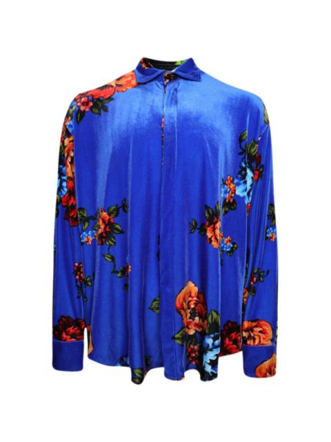 floral-print velvet shirt