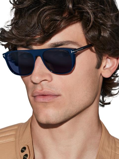 TOM FORD Men's 55MM Square Sunglasses - Shiny Navy Blue