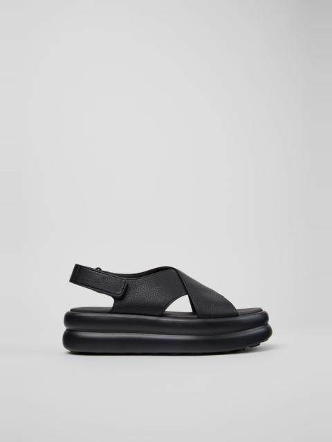 CAMPER Pelotas Flota Up Black Leather Sandals for Women.