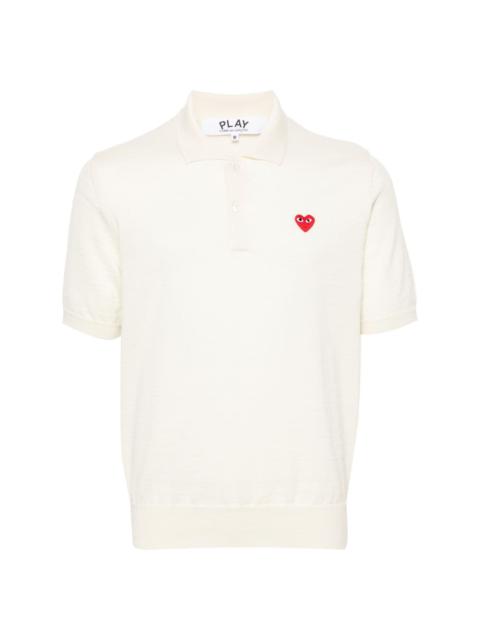 heart-patch wool polo shirt