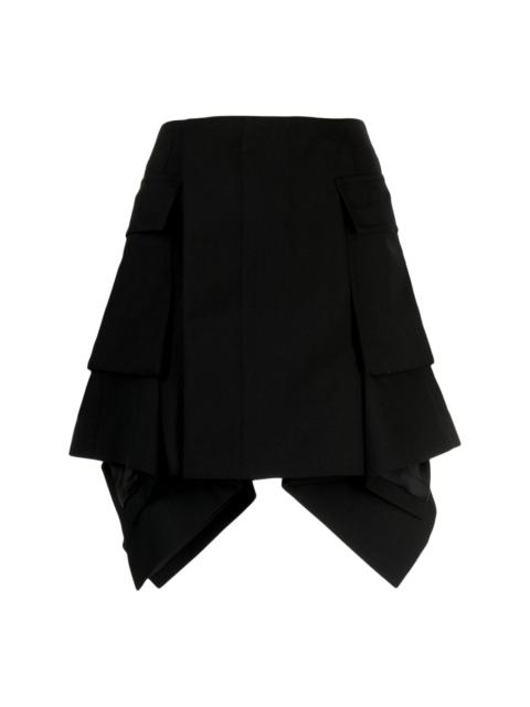 high-waisted asymmetric mini skirt