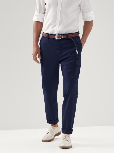Garment-dyed leisure fit trousers in American Pima comfort cotton gabardine with cargo pockets