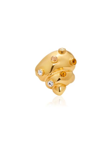 Oscar de la Renta Seashell Rhinestones Ring gold