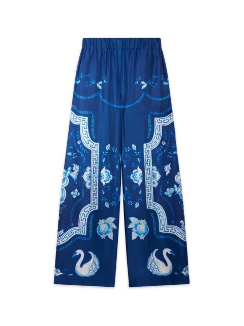 CASABLANCA Plat A Dessert Bleu Silk Trousers