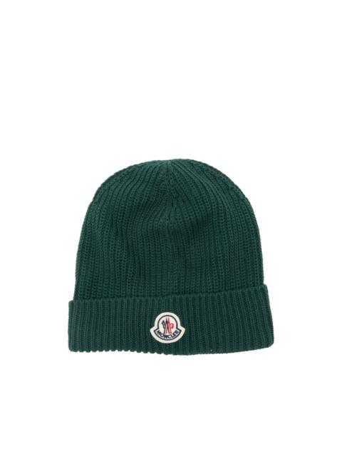 Moncler ribbed logo-patch beanie hat