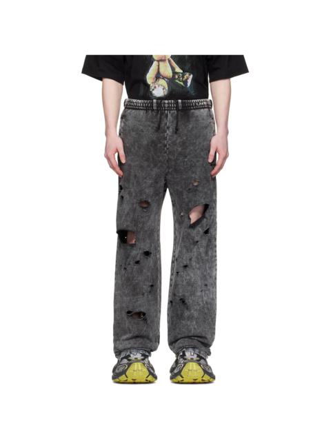 We11done Black Destroyed Jersey Sweatpants