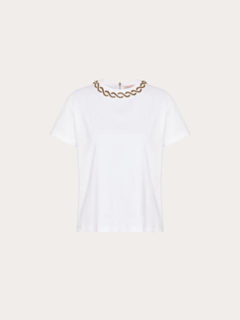 Valentino EMBROIDERED COTTON JERSEY T-SHIRT